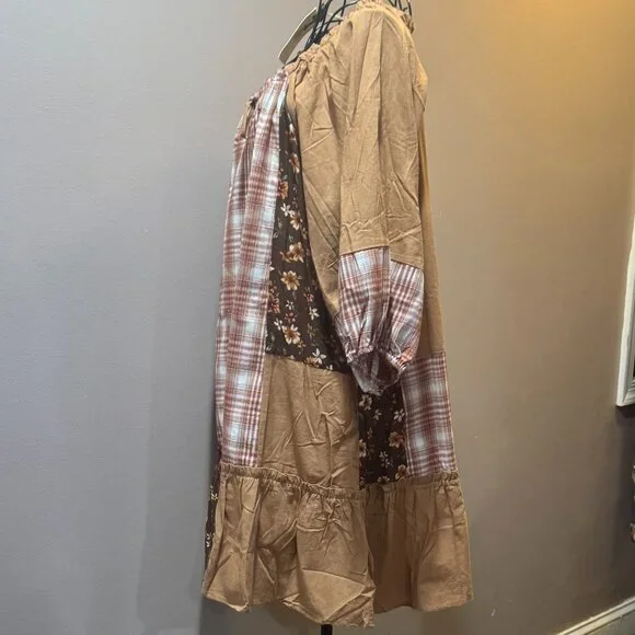 easel patchwork mini dress ~ L ~ NWT - Picture 3 of 4